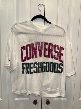 Converse White Mesh Jersey crop top